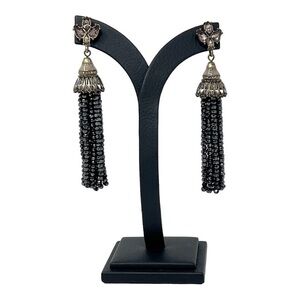 Bauble Bar Sparkle Tassel Post Earrings Black & Grey